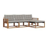 vidaXL Conjunto de sofás de Exterior 4 pcs Gris Natural y Claro, Sofá de jardín, Moderno y seccional, Asiento Duradero para Exteriores, Set de terraza cómodo