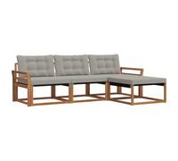 vidaXL Conjunto de sofás de Exterior 4 pcs Gris Natural y Claro, Sofá de jardín, Moderno y seccional, Asiento Duradero para Exteriores, Set de terraza cómodo