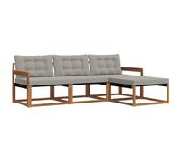 vidaXL Conjunto de sofás de Exterior 4 pcs Gris Natural y Claro, Sofá de jardín, Moderno y seccional, Asiento Duradero para Exteriores, Set de terraza cómodo