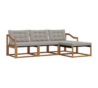 vidaXL Conjunto de sofás de Exterior 4 pcs Gris Natural y Claro, Sofá de jardín, Moderno y seccional, Asiento Duradero para Exteriores, Set de terraza cómodo