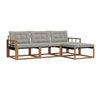 vidaXL Conjunto de sofás de Exterior 4 pcs Gris Natural y Claro, Sofá de jardín, Moderno y seccional, Asiento Duradero para Exteriores, Set de terraza cómodo