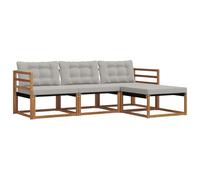 vidaXL Conjunto de sofás de Exterior 4 pcs Gris Natural y Claro, Sofá de jardín, Moderno y seccional, Asiento Duradero para Exteriores, Set de terraza cómodo