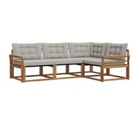 vidaXL Conjunto de sofás de Exterior 4 pcs Gris Natural y Claro, Sofá Seccional de Jardín, Conjunto Moderno de Patio, Mueble Resistente, Terracita Cómoda para Relajarse