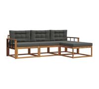 vidaXL Conjunto de sofás de Exterior 4 pcs Natural y Antracita, Conjunto de salón Moderno para Exterior, Sofá de jardín cómodo, Asientos seccionales de Patio
