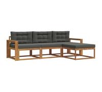 vidaXL Conjunto de sofás de Exterior 4 pcs Natural y Antracita, Conjunto de salón Moderno para Exterior, Sofá de jardín cómodo, Asientos seccionales de Patio