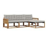 vidaXL Conjunto de sofás de Exterior 4 pcs Natural y Gris Claro, Sofá de jardín, Moderno y seccional, Asiento Duradero para Exteriores, Set de terraza cómodo