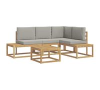 vidaXL Conjunto de sofás de Exterior 4 Pieza Blanco y Gris Claro, Sofá Moderno para Exteriores, Conjunto seccional Resistente, Relajarse en tu terraza