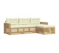 vidaXL Conjunto de sofás de Exterior 4 pcs Blanco y Crema, Sofá de Exterior, Conjunto seccional para jardín, Moderno, mobiliario cómodo para relajarte al Aire Libre