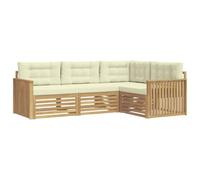 vidaXL Conjunto de sofás de Exterior 4 uds. Blanco y Crema Poliéster