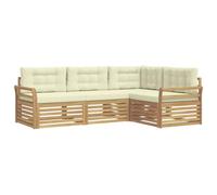 vidaXL Conjunto de sofás de Exterior 4 uds. Blanco y Crema Poliéster