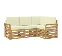 vidaXL Conjunto de sofás de Exterior 4 uds. Blanco y Crema Poliéster