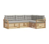 vidaXL Conjunto de sofás de Exterior 4 uds. Blanco y Gris Claro
