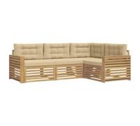 vidaXL Conjunto de sofás de Exterior 4 uds. y Beige Poliéster