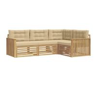 vidaXL Conjunto de sofás de Exterior 4 uds. y Beige Poliéster