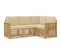 vidaXL Conjunto de sofás de Exterior 4 uds. y Beige Poliéster