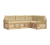 vidaXL Conjunto de sofás de Exterior 4 uds. y Beige Poliéster