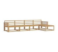 vidaXL Conjunto de sofás de Exterior 5 pcs Blanco 329 x 162,5 x 73 cm, Juego de Muebles de Patio, Moderno, Resistente al Clima, Sofá Seccional, Madera de Acacia, Marrón y Ideal para Jardín