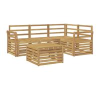 vidaXL Conjunto de sofás de Exterior 5 pcs Blanco 59 x 59 x 37 cm, Juego de Sofás Moderno para Exterior, Asientos de Patio, Muebles de Jardín Contemporáneos, Sección Acacia