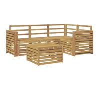 vidaXL Conjunto de sofás de Exterior 5 pcs Blanco 59 x 59 x 37 cm, Juego de Sofás Moderno para Exterior, Asientos de Patio, Muebles de Jardín Contemporáneos, Sección Acacia