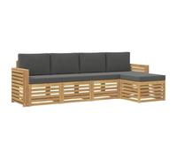 vidaXL Conjunto de sofás de Exterior 5 pcs Blanco y Antracita, Sofá de jardín Moderno, Conjunto Exterior, Asientos seccionales, Muebles para Piscina, Textura Beige, Marrón, Relájate