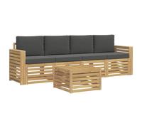 vidaXL Conjunto de sofás de Exterior 5 pcs Blanco y Antracita, Sofá de jardín, Mueble seccional Resistente, Set Moderno para Patio, cómodo para tu terraza