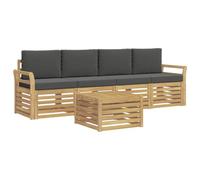 vidaXL Conjunto de sofás de Exterior 5 pcs Blanco y Antracita, Sofá de jardín, Mueble seccional Resistente, Set Moderno para Patio, cómodo para tu terraza