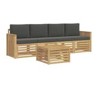 vidaXL Conjunto de sofás de Exterior 5 pcs Blanco y Antracita, Sofá de jardín, Mueble seccional Resistente, Set Moderno para Patio, cómodo para tu terraza