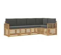 vidaXL Conjunto de sofás de Exterior 5 pcs Blanco y Antracita, Sofá Seccional Moderno para Jardín, Muebles de Exterior, Confort para Patio y Terraza