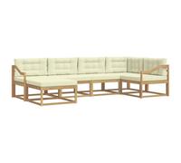 vidaXL Conjunto de sofás de Exterior 5 pcs Blanco y Crema Poliéster, Sofá Moderno para Exteriores, seccional Resistente, Asientos de jardín, sofá para la Piscina, Muebles de Patio, Conjunto Modular