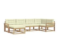 vidaXL Conjunto de sofás de Exterior 5 pcs Blanco y Crema Poliéster, Sofá Moderno para Exteriores, seccional Resistente, Asientos de jardín, sofá para la Piscina, Muebles de Patio, Conjunto Modular