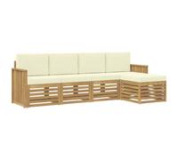 vidaXL Conjunto de sofás de Exterior 5 pcs Blanco y Crema, Sofá de jardín Moderno, Conjunto Exterior, Asientos seccionales, Muebles para Piscina, Textura Beige, Marrón, Relájate