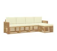 vidaXL Conjunto de sofás de Exterior 5 pcs Blanco y Crema, Sofá de jardín Moderno, Conjunto Exterior, Asientos seccionales, Muebles para Piscina, Textura Beige, Marrón, Relájate