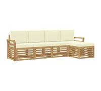 vidaXL Conjunto de sofás de Exterior 5 pcs Blanco y Crema, Sofá de jardín Moderno, Conjunto Exterior, Asientos seccionales, Muebles para Piscina, Textura Beige, Marrón, Relájate