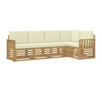 vidaXL Conjunto de sofás de Exterior 5 pcs Blanco y Crema, Sofá Seccional Moderno para Jardín, Muebles de Exterior, Confort para Patio y Terraza