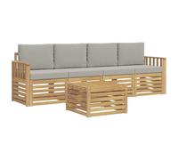 vidaXL Conjunto de sofás de Exterior 5 pcs Blanco y Gris Claro, Sofá de jardín, Mueble seccional Resistente, Set Moderno para Patio, cómodo para tu terraza