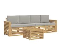 vidaXL Conjunto de sofás de Exterior 5 pcs Blanco y Gris Claro, Sofá de jardín, Mueble seccional Resistente, Set Moderno para Patio, cómodo para tu terraza