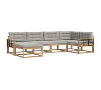 vidaXL Conjunto de sofás de Exterior 5 pcs Blanco y Gris Claro, Sofá Moderno para Exteriores, seccional Resistente, Asientos de jardín, sofá para la Piscina, Muebles de Patio, Conjunto Modular