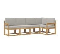vidaXL Conjunto de sofás de Exterior 5 pcs Blanco y Gris Claro, Sofá Moderno para jardín, Muebles seccionales, Asientos Resistentes al Clima, Lounge cómodo para terraza