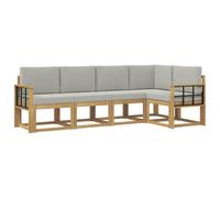 vidaXL Conjunto de sofás de Exterior 5 pcs Blanco y Gris Claro, Sofá Moderno para jardín, Muebles seccionales, Asientos Resistentes al Clima, Lounge cómodo para terraza