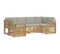 vidaXL Conjunto de sofás de Exterior 5 pcs Blanco y Gris Claro, Sofá Modular de Jardín, Muebles Resistentes para Outdoor, Sillones Cómodos, Conjunto de Patio
