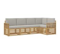 vidaXL Conjunto de sofás de Exterior 5 pcs Blanco y Gris Claro, Sofá Seccional Moderno para Jardín, Muebles de Exterior, Confort para Patio y Terraza