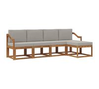 vidaXL Conjunto de sofás de Exterior 5 pcs Gris Natural y Claro, Set de Sofás Modernos para Jardín, Muebles Resistentes para Terraza y Patio, Diseño en Acacia para el Patio