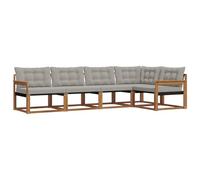 vidaXL Conjunto de sofás de Exterior 5 pcs Gris Natural y Claro, Sofá de Acacia Moderno, Mobiliario de Jardín Duradero, Conjunto de Lounge Cómodo, Asientos Elegantes para Terraza