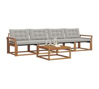 vidaXL Conjunto de sofás de Exterior 5 pcs Gris Natural y Claro, Sofá de jardín, Asiento Moderno para Exteriores, Mueble seccional Duradero, terraza y Patio