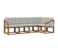 vidaXL Conjunto de sofás de Exterior 5 pcs Gris Natural y Claro, Sofá de jardín de Lujo, Muebles Modernos para Exteriores, Juego Resistente, sofá de Acacia contemporáneo