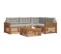 vidaXL Conjunto de sofás de Exterior 5 pcs Gris Natural y Claro, Sofá Exterior, Lounge de jardín, Moderno y cómodo, Patio y terraza