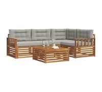 vidaXL Conjunto de sofás de Exterior 5 pcs Gris Natural y Claro, Sofá Exterior, Lounge de jardín, Moderno y cómodo, Patio y terraza