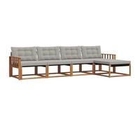 vidaXL Conjunto de sofás de Exterior 5 pcs Gris Natural y Claro, Sofá Moderno para jardín, Conjunto seccional Duradero, Muebles de Patio para Disfrutar en tu terraza