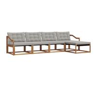 vidaXL Conjunto de sofás de Exterior 5 pcs Gris Natural y Claro, Sofá Moderno para jardín, Conjunto seccional Duradero, Muebles de Patio para Disfrutar en tu terraza