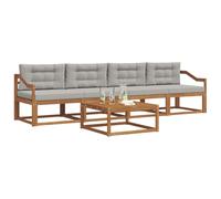 vidaXL Conjunto de sofás de Exterior 5 pcs Gris Natural y Claro, Sofá seccional Exterior Moderno, Conjunto para jardín